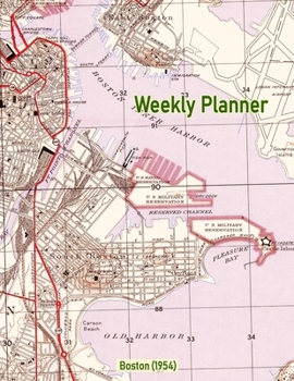 Weekly Planner: Boston (1954): Vintage Topo Map Cover