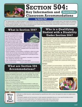 Pamphlet Section 504: Key Information and Classroom Accommodations (2nd Edition) Book