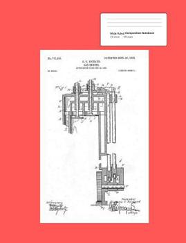 Wide Ruled Composition Notebook 100 Sheets 200 Pages: Engine Patent Drawing