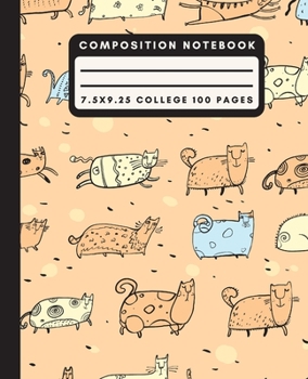 Composition Notebook: Orange Doodle Cat Composition Notebook College Ruled Paper Notebook Journal For Writing Kitty Blank Lined Workbook for Students For School Homework