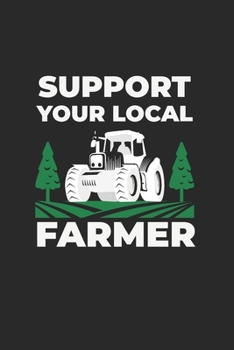 Support Your Local Farmer: Vintage Retro Style Tractor 6X9 Graph Paper Journal