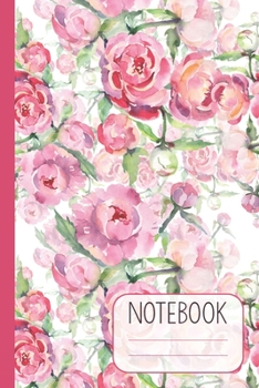 Notebook with Pink Watercolour Roses: Pretty Lined Notebook (Journal / Diary) for Women