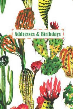 Paperback Addresses & Birthdays: Watercolor Blooming Cactus Book