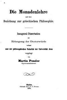 Paperback Die Monadenlehre und ihre Beziehung zur griechischen Philosophie [German] Book