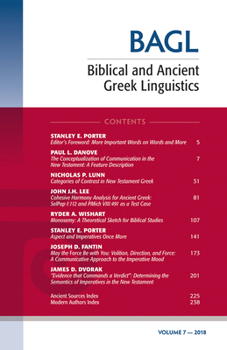 Paperback Biblical and Ancient Greek Linguistics, Volume 7 Book