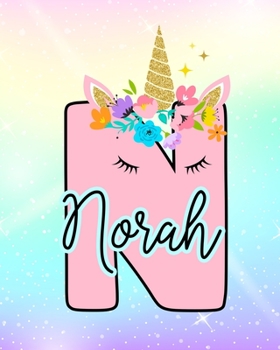 Paperback Norah: Girls Unicorn Journal to Write In - Personalized Journal Book