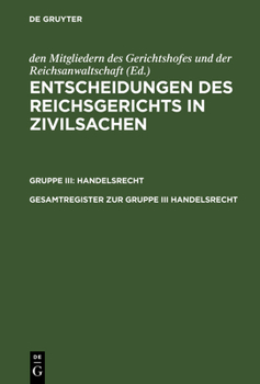 Hardcover Gesamtregister Zur Gruppe III Handelsrecht [German] Book