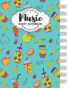 Paperback Music Sheet Notebook: Blank Staff Manuscript Paper with Veggies Themed Cover Design Book