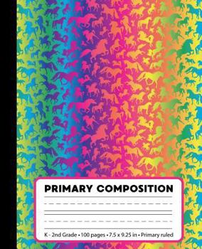 Paperback Primary Composition: Unicorn Rainbow Marble Primary Composition Notebook for girls K-2. Magical Fantasy Primary Ruled handwriting paper boo Book