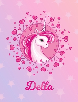 Paperback Della: Unicorn Sheet Music Note Manuscript Notebook Paper - Magical Horse Personalized Letter L Initial Custom First Name Cov Book