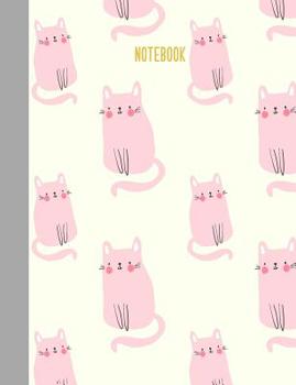 Paperback Notebook: College Ruled Composition Book with Cute Pink Cat Cover Design Book