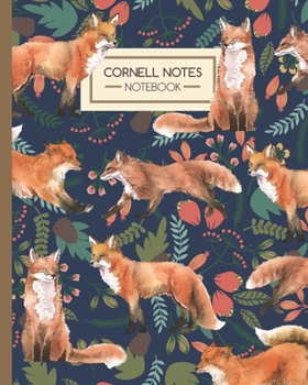 Paperback Cornell Notes Notebook: Cute Red Foxes & Floral - Journal Note Taking System - Gift Idea for School Students College University (8"x10" 120 Pa Book