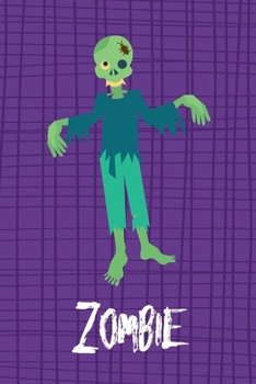 Paperback Zombie: Creepy Monster Blank Lined Gift Journal Diary or Notebook, Hand Drawn Illustration, Handwriting, Purple Plaid Book