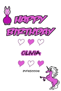 Paperback Happy Birthday Ella, Awesome with Unicorn and llama: Lined Notebook / Unicorn & llama writing journal and activity book for girls,120 Pages,6x9, Softc Book