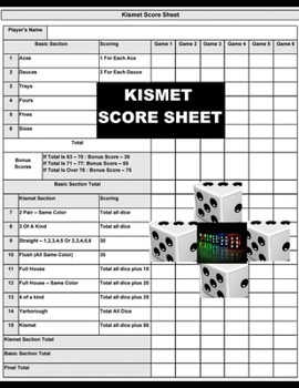 Paperback Kismet Score Sheets: kismet Score pad makes it easy to score your game, Size 8.5 x 11 Inch, 120 Pages Book