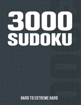 Paperback 3000 Sudoku: Suduko Puzzle Book for Adults with Hard to Extreme Hard Puzzles Book
