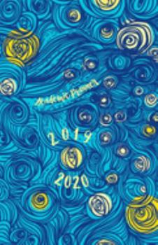 Academic Planner 2019 – 2020: Modern Abstract Cover in Yellow & Blue – Diary / Agenda (Sep-Aug) with monthly calendars + timetable / schedule + ... spread (5,5 x 8,5 inches, durable soft cover)