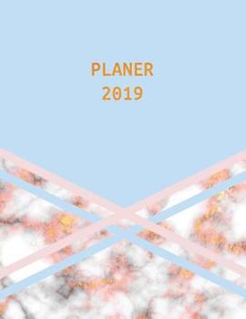 Planer 2019: Trendy Wochenplaner Blau Rosa Und Goldener Marmor Design Monatsplaner Mit Raum F�r Notizen