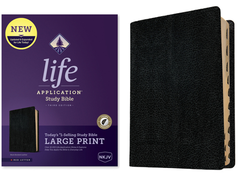 Bonded Leather NKJV Life Application Study Bible, Third Edition, Large Print (Bonded Leather, Black, Indexed, Red Letter) Book