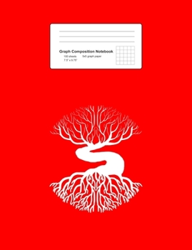 Graph Composition Notebook: Math, Physics, Science Exercise Book - Old Tree Bonsai Retro Traditional Japanese Art Zen Gift - Red 5x5 Graph Paper - Back To School Gift For Kids, Teens, Boys, Girls - 7.