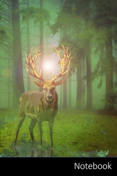 Notebook: Hirsch, Forêt, Couronne, Daim Carnet / Journal / Livre d'écriture / Calepin / Agenda / Notes - 6 x 9 pouces (15,24 x 22,86 cm), 150 pages, surface brillante.