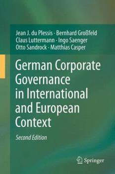 Paperback German Corporate Governance in International and European Context Book