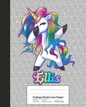 Paperback College Ruled Line Paper: ELLIS Unicorn Rainbow Notebook Book