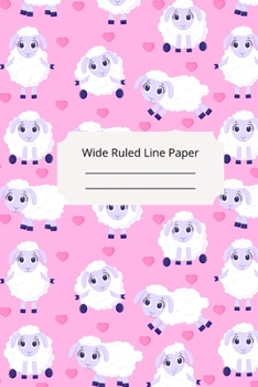 Cute Baby Sheep Theme Wide Ruled Line Paper