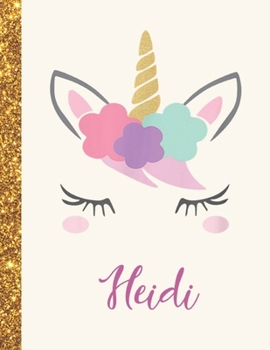 Heidi: Heidi Unicorn Personalized Black Paper SketchBook for Girls and Kids to Drawing and Sketching Doodle Taking Note Marble Size 8.5 x 11
