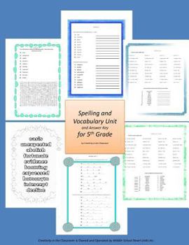 Paperback Spelling and Vocabulary Unit for 5th Grade Book