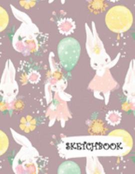 Sketchbook: Playful Bunny with Balloons Fun Framed Drawing Paper Notebook