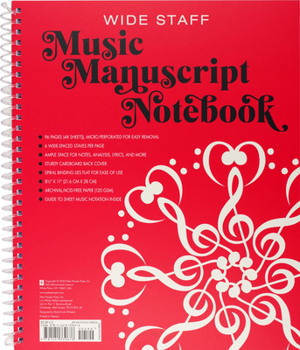 Spiral-bound Music Manuscript Notebook (Wide Staff) Book