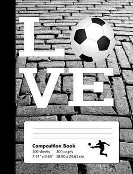 Paperback Composition Book Wide Ruled: School Notebook with Grey Brick Design Cover for Soccer Lovers Book