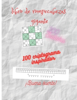 Paperback libro de rompecabezas gigante: rompecabezas de sudoku, rompecabezas de palabras de criptograma [Spanish] Book