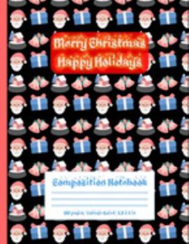 Paperback Merry Christmas: Composition Notebook College Ruled / 8.5 x 11 in / 150 pages Gift Box, Bell, Home, Santa Claus face Cartoon Pattern On Book