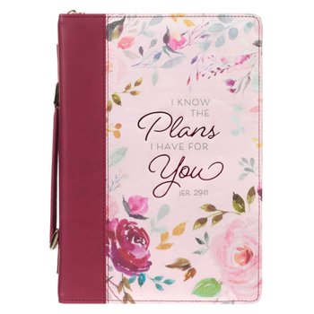 Misc. Supplies Bible Cover Lg Pink Floral I Know the Plans Jer. 29:11 Book