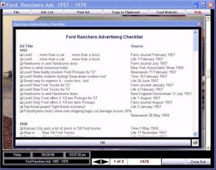 CD-ROM Ford Ranchero Ads 1957 - 1979 Book