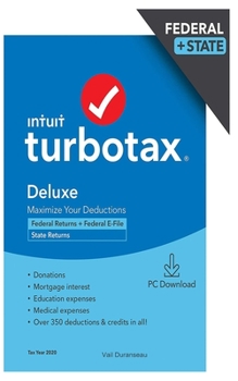 Paperback TurboTax: Deluxe 2020 Desktop Tax Software, Federal and State Returns + Federal E-file [PC Download] Book