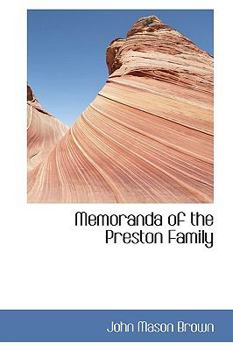 Hardcover Memoranda of the Preston Family Book