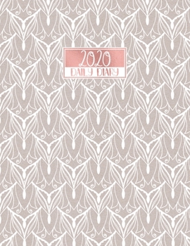 2020 Daily Diary: A4 Day on a Page to View Full DO1P Planner Lined Writing Journal Kraft & White Mandala Style Pattern with Rose Gold Lettering