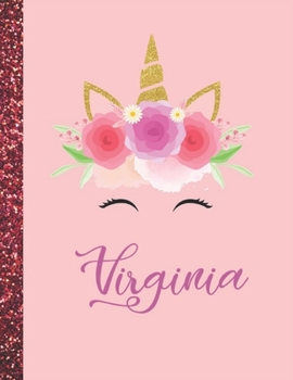 Virginia: Virginia Marble Size Unicorn SketchBook Personalized White Paper for Girls and Kids to Drawing and Sketching Doodle Taking Note Size 8.5 x 11