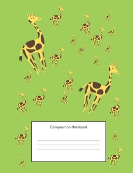 Paperback Composition Notebook: Green Giraffe College Ruled Exercise Book Notepad for Back to School, Happy Home or Office, Primary and Elementary Kid Book