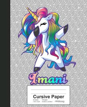 Paperback Cursive Paper: IMANI Unicorn Rainbow Notebook Book