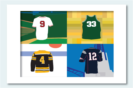 Boston Jerseys Matted Print, 16 x 20 (Alphabet Cities)