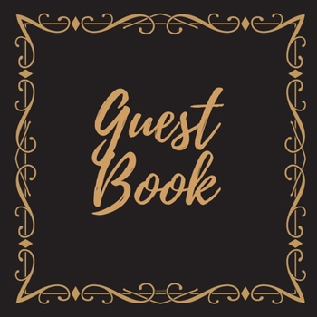 Guest Book - Gold Frame #6 For any occasion Light Green Color Pages 8.5 x 8.5 Inches 82 pages