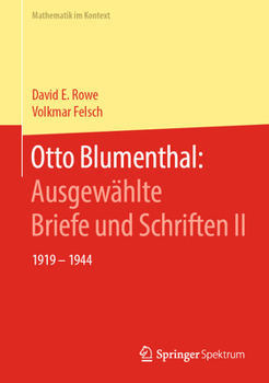 Hardcover Otto Blumenthal: Ausgewählte Briefe Und Schriften II: 1919 - 1944 [German] Book