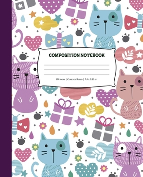 Paperback Composition Notebook: College Ruled Composition Journal for Students and Teens - Cat Notebook College Ruled for Notes Book