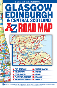 Map Glasgow, Edinburgh & Central Scotland A-Z Road Map Book
