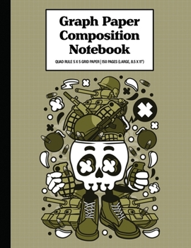 Graph Paper Composition Notebook Quad Rule 5x5 Grid Paper | 150 Sheets (Large, 8.5 x 11"): Army Skull Head