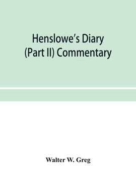 Paperback Henslowe's diary (Part II) Commentary Book